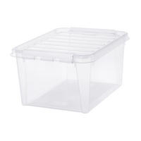 FÖRVARINGSLÅDA 50/39/26 cm   - klar/vit, Basics, plast (50/39/26cm) - Smart Store