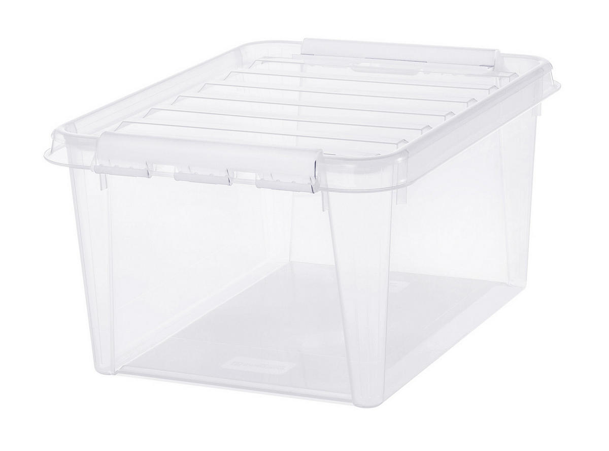 FÖRVARINGSLÅDA 50/39/26 cm   - klar/vit, Basics, plast (50/39/26cm) - Smart Store