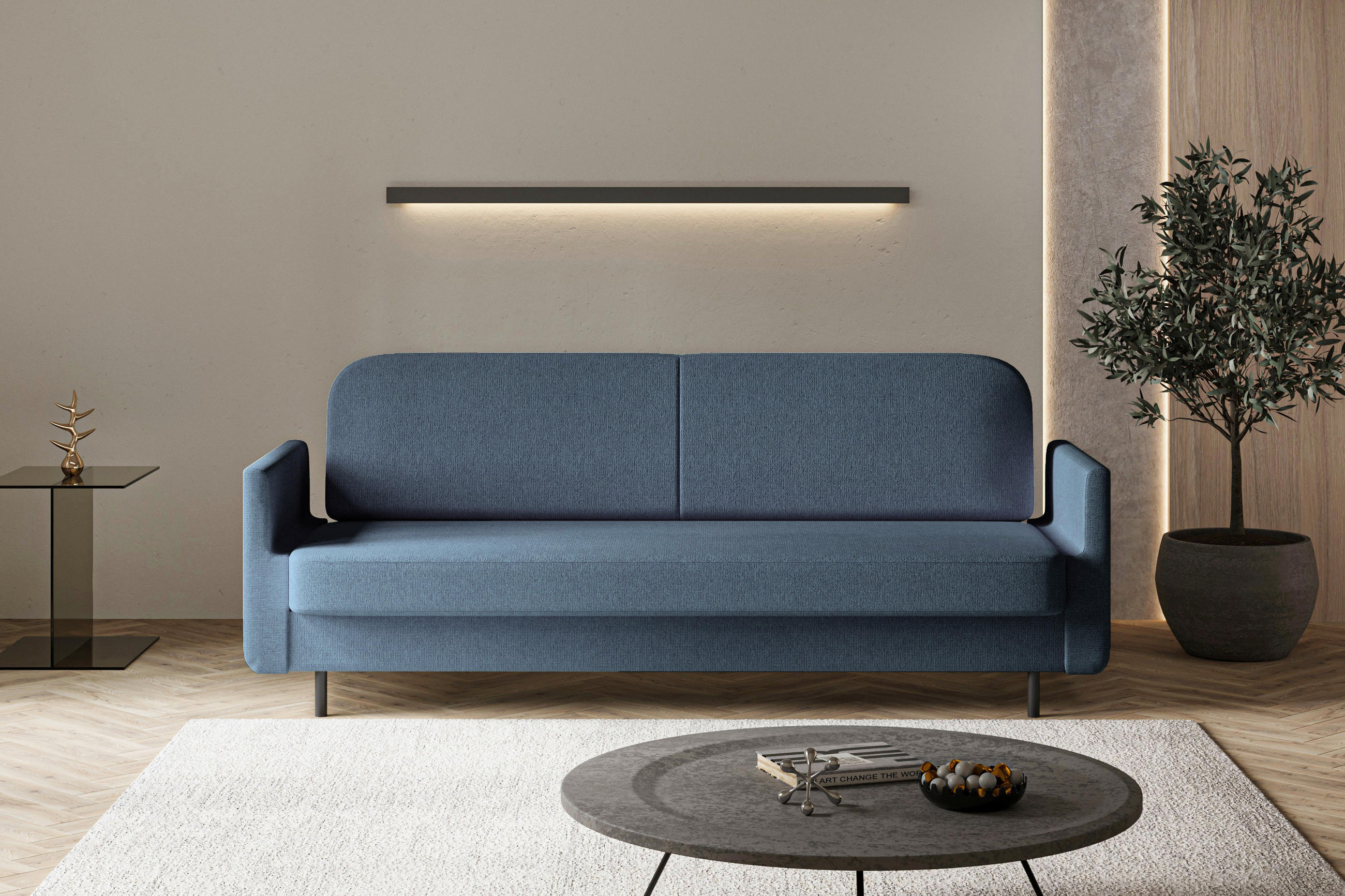 SCHLAFSOFA CLOUDY in Dunkelblau  - Dunkelblau, Design, Textil/Metall (221/87/84cm) - MID.YOU