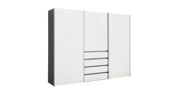 KLEIDERSCHRANK in Graphitfarben, Weiß - Alufarben/Graphitfarben, Design, Holzwerkstoff/Metall (300/236/68cm) - Hom`in