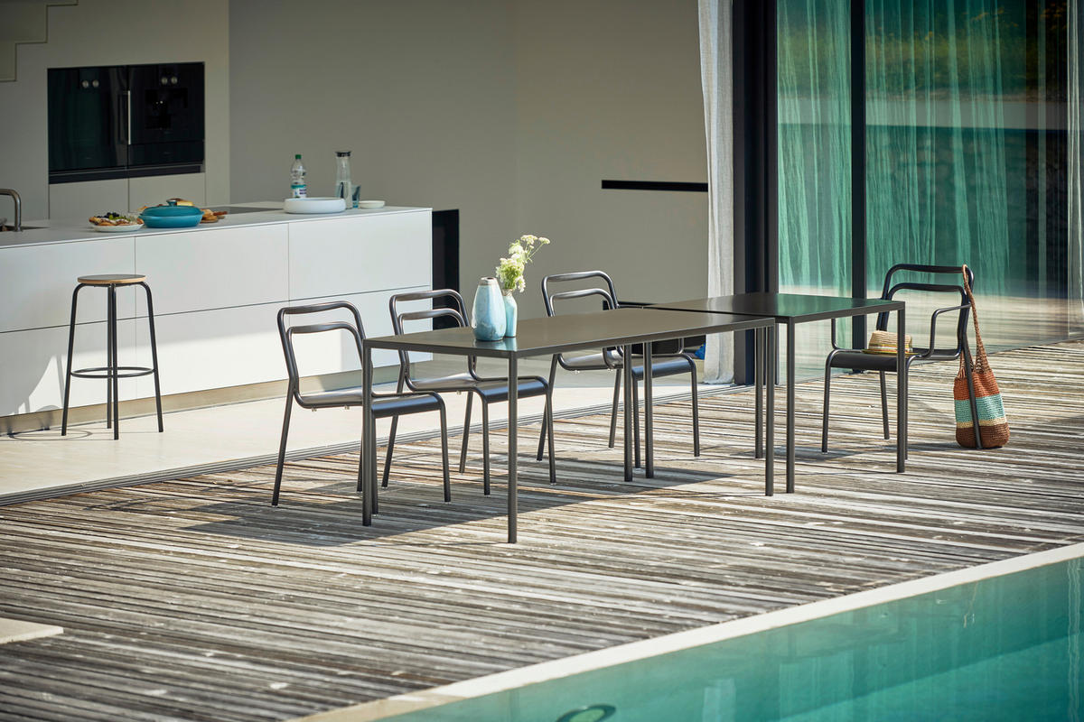 GARTENTISCH 160/80/73 cm Metall rechteckig  - Schwarz, MODERN, Metall (160/80/73cm) - Jan Kurtz