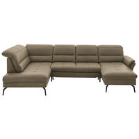 WOHNLANDSCHAFT in Echtleder Hellbraun  - Hellbraun/Schwarz, Design, Leder/Metall (206/336/181cm) - Beldomo Speed