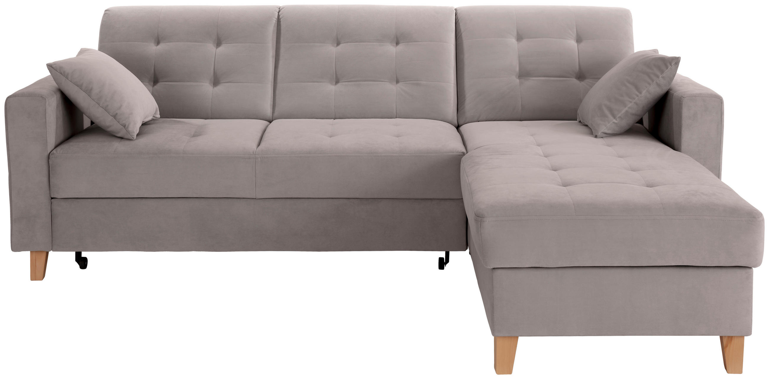 ECKSOFA Beige Samt  - Beige/Naturfarben, Design, Holz/Textil (231/160cm) - Livetastic