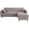 ECKSOFA Beige Samt  - Beige/Naturfarben, Design, Holz/Textil (231/160cm) - Livetastic