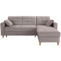 ECKSOFA Beige Samt  - Beige/Naturfarben, Design, Holz/Textil (231/160cm) - Livetastic