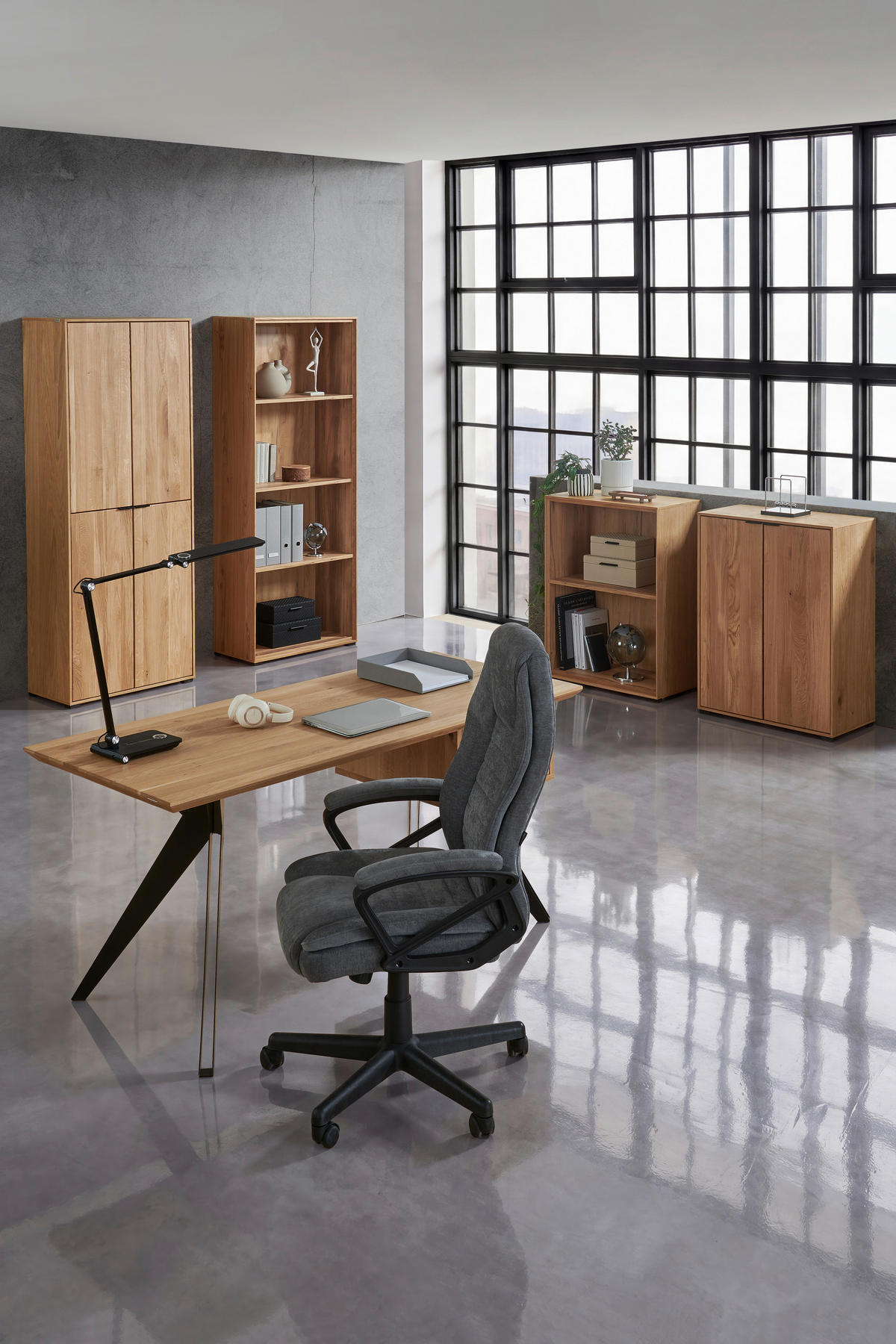 SCHREIBTISCH 160/70/75 cm  in Wildeiche  - Wildeiche/Schwarz, Natur, Holz/Metall (160/70/75cm) - Linea Natura