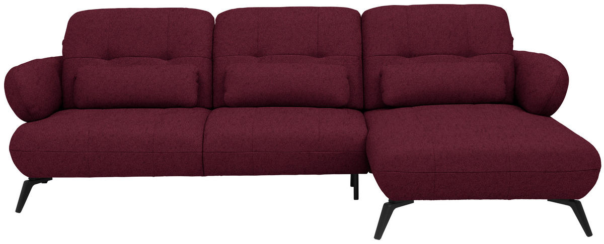 ECKSOFA Chenille Weinrot  - Weinrot/Schwarz, Design, Textil/Metall (282/189cm) - Novel