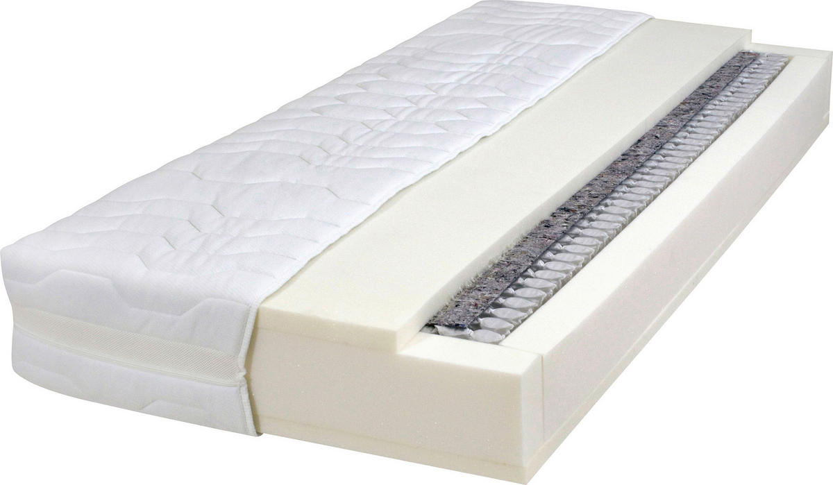 TASCHENFEDERKERNMATRATZE 90/200 cm Höhe ca. 25 cm 7 -Zonen - Weiß, Basics, Textil (90/200cm) - Boxxx
