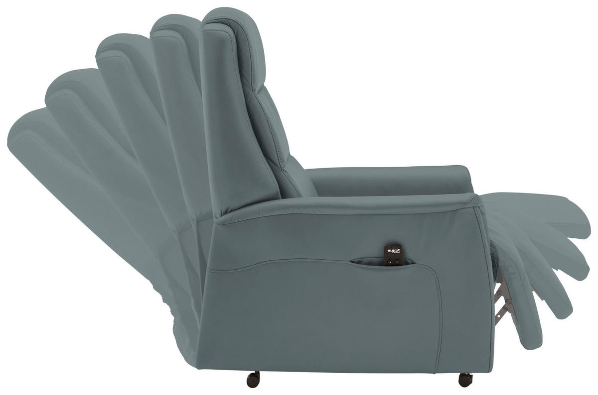 FERNSEHSESSEL Valdera  mit Relaxfunktion, Aufstehhilfe, Rücken echt Echtleder Blaugrau  - Blaugrau/Schwarz, KONVENTIONELL, Leder/Kunststoff (70/107/88cm) - Livetastic