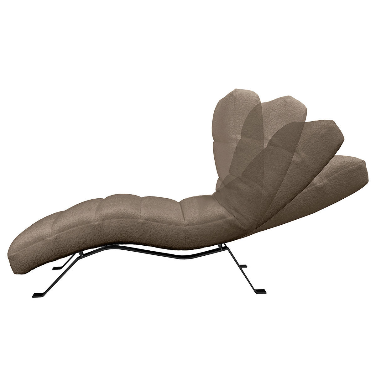 RELAXLIEGE in Bouclé Braun  - Schwarz/Braun, Design, Textil/Metall (65/65-95/171cm) - Livetastic