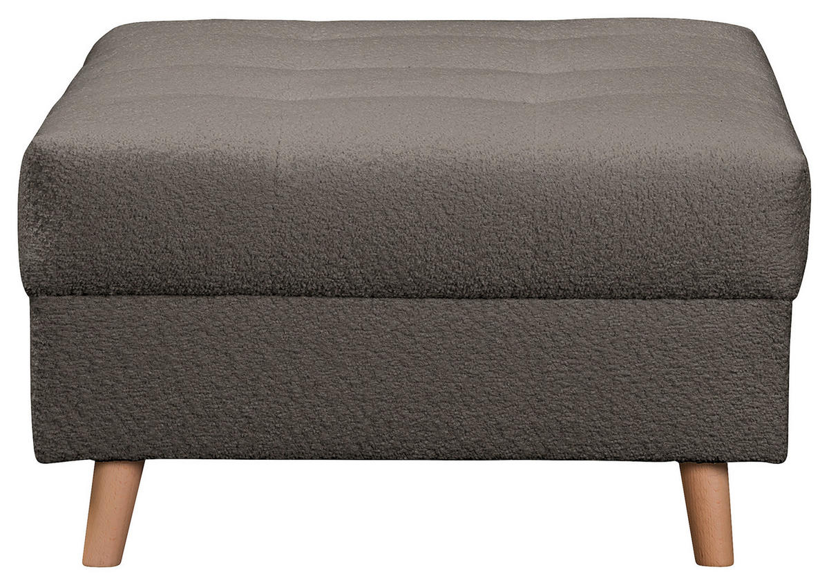 ECKSOFA inkl. Hocker Ariella in Bouclé Dunkelgrau  231/161 cm  - Dunkelgrau/Naturfarben, Design, Holz/Textil (231/161cm) - Livetastic