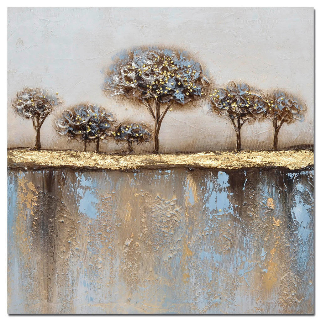 Monee OLEJOMAĽBA, stromy, 55/55 cm - modrá, hnedá, sivá, čierna, zlatá