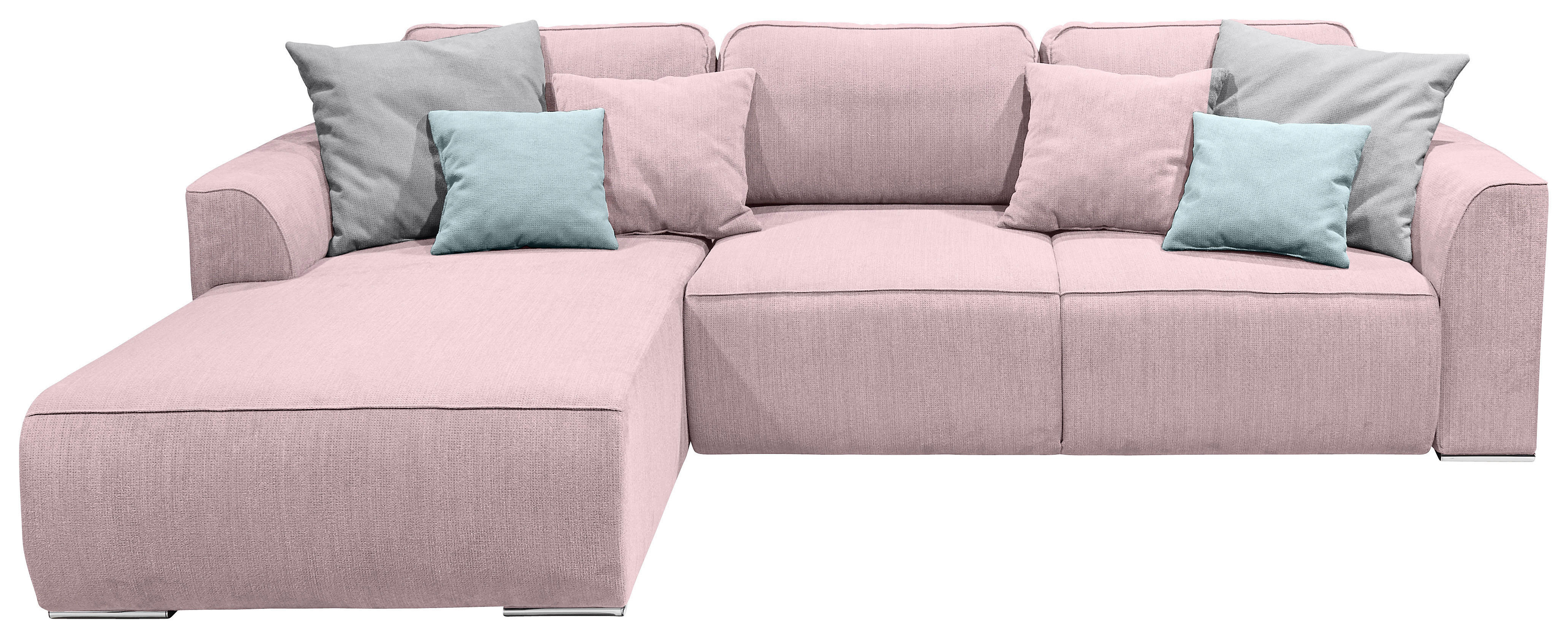 WOHNLANDSCHAFT in Webstoff Pink, Hellrosa  - Pink/Hellrosa, Design, Holzwerkstoff/Kunststoff (206/294cm) - MID.YOU