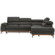 ECKSOFA  in Lederlook Grau Bettkasten, Schlaffunktion, Kopfteilverstellung  282/226 cm  - Schwarz/Grau, Natur, Holz/Textil (282/226cm) - Novel