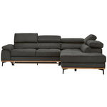ECKSOFA  in Lederlook Grau  282/226 cm  - Schwarz/Grau, Natur, Holz/Textil (282/226cm) - Novel