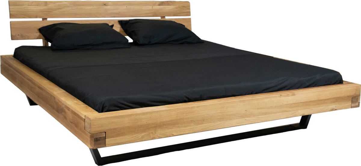 BALKENBETT 140/200 cm  in Eichefarben   - Eichefarben/Schwarz, Natur, Holz/Metall (140/200cm) - Carryhome
