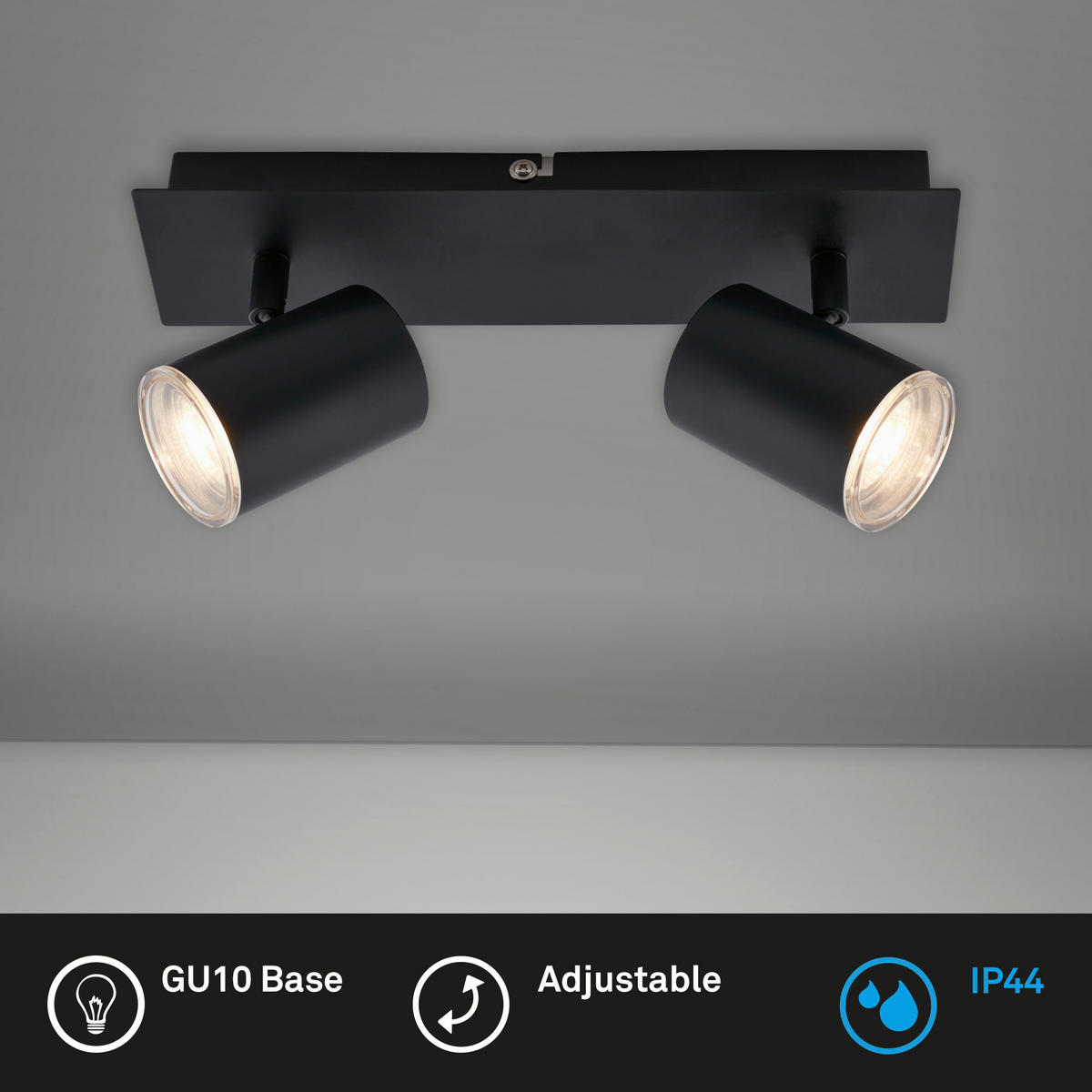 BADEZIMMER-DECKENLEUCHTE 29/9,9/11,2 cm   - Schwarz, Design, Kunststoff/Metall (29/9,9/11,2cm) - Briloner