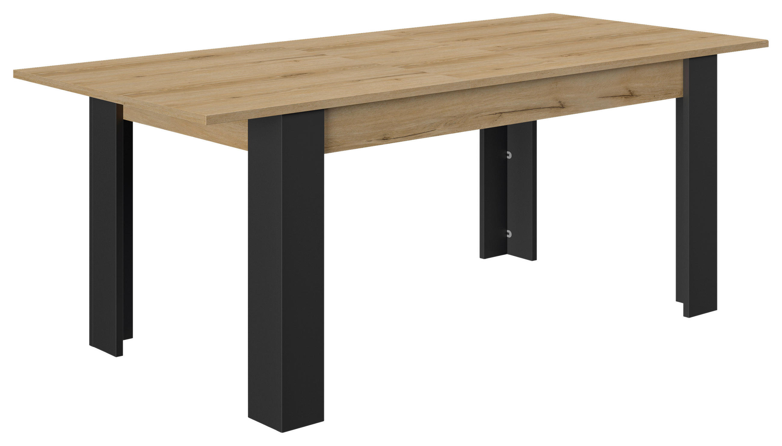 ESSTISCH 160-200/90/77 cm Schwarz, Eichefarben rechteckig  - Eichefarben/Schwarz, MODERN (160-200/90/77cm) - MID.YOU