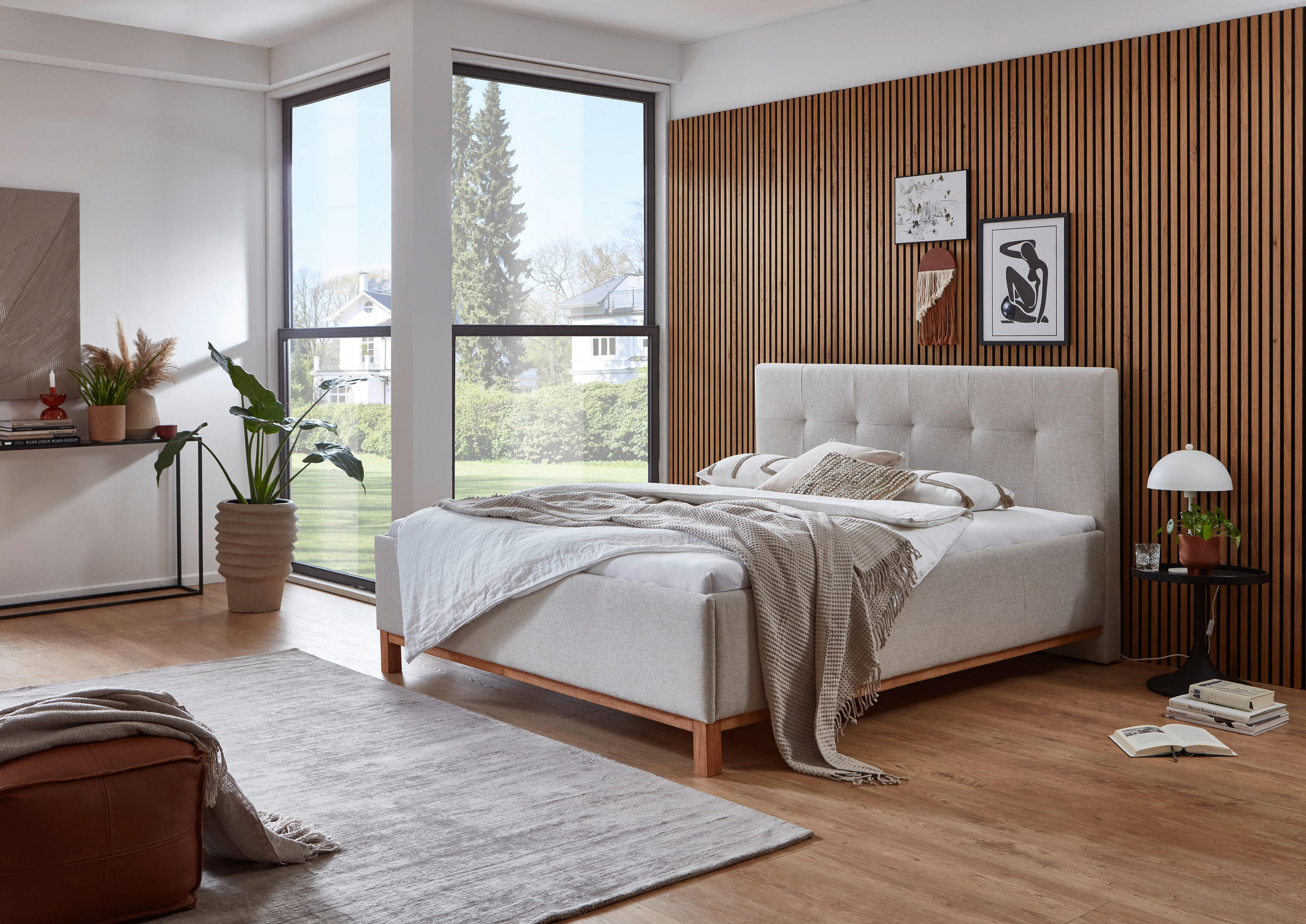 POLSTERBETT 180/200 cm,  in Sandfarben,  - Sandfarben, MODERN, Holz/Textil (180/200cm) - Livetastic