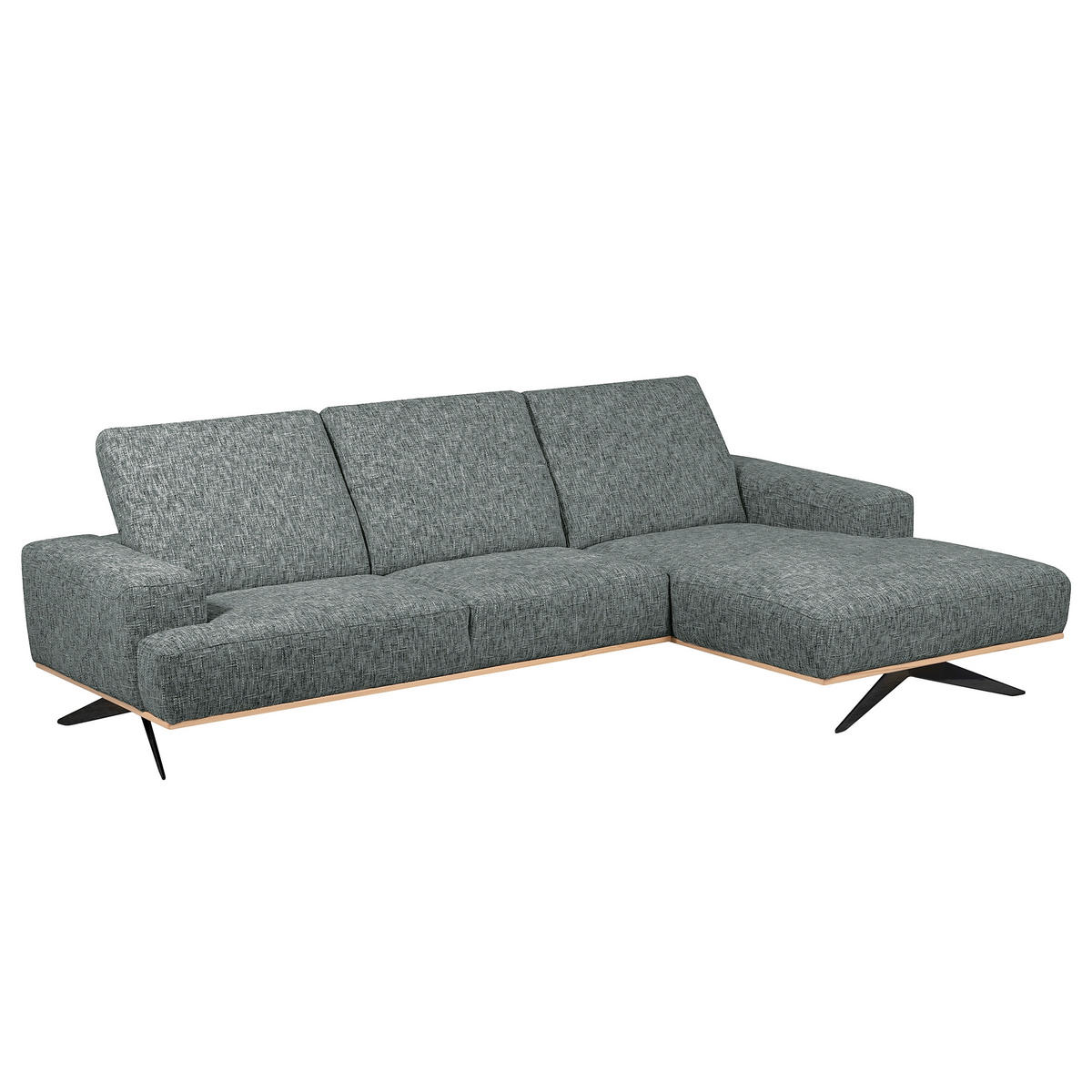 ECKSOFA PORTLAND Anthrazit Struktur Kopfteilverstellung  - Anthrazit/Schwarz, Design, Holz/Textil (295/187cm) - Livetastic