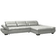 ECKSOFA  in Flachgewebe Weiß  341/204 cm  - Schwarz/Weiß, Design, Textil/Metall (341/204cm) - Xora