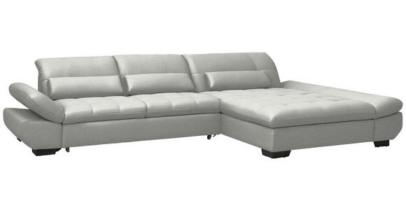 ECKSOFA  in Flachgewebe Weiß  341/204 cm  - Schwarz/Weiß, Design, Textil/Metall (341/204cm) - Xora