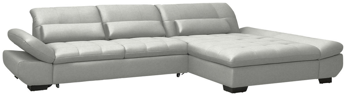 ECKSOFA  in Flachgewebe Weiß  341/204 cm  - Schwarz/Weiß, Design, Textil/Metall (341/204cm) - Xora