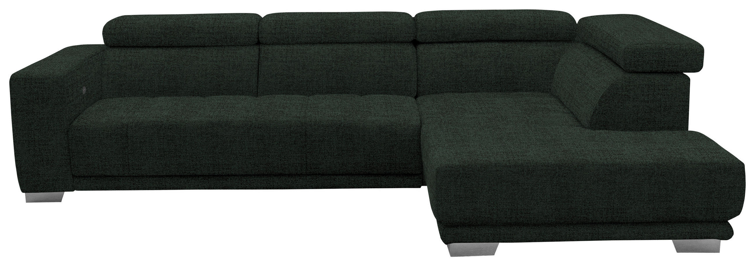 ECKSOFA in Chenille Schwarz  - Chromfarben/Schwarz, Design, Textil (301/207cm) - Xora