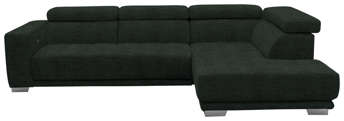 ECKSOFA in Chenille Schwarz  - Chromfarben/Schwarz, Design, Textil (301/207cm) - Xora