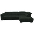 ECKSOFA in Chenille Schwarz  - Chromfarben/Schwarz, Design, Textil (301/207cm) - Xora