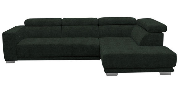 ECKSOFA in Chenille Schwarz  - Chromfarben/Schwarz, Design, Textil (301/207cm) - Xora