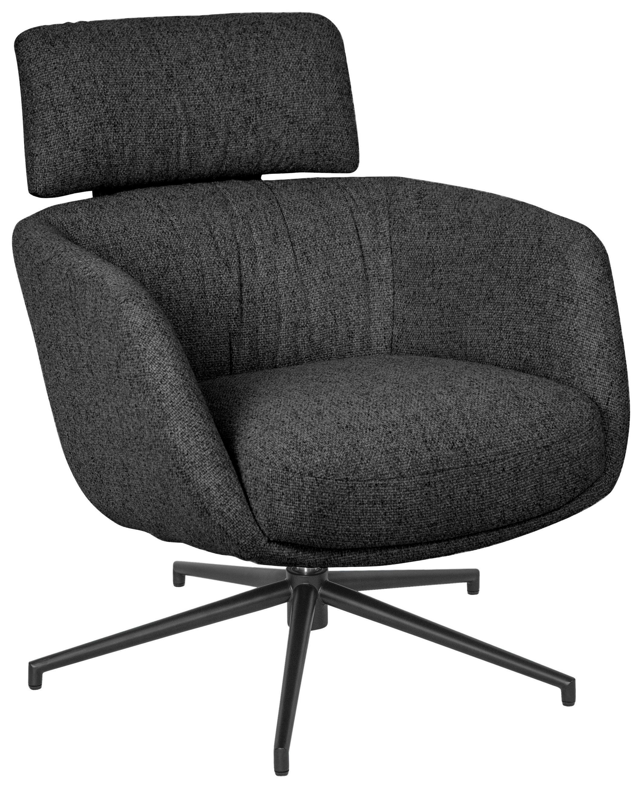 Dieter Knoll RELAXAČNÍ KŘESLO, kov, textil, černá, tmavě šedá