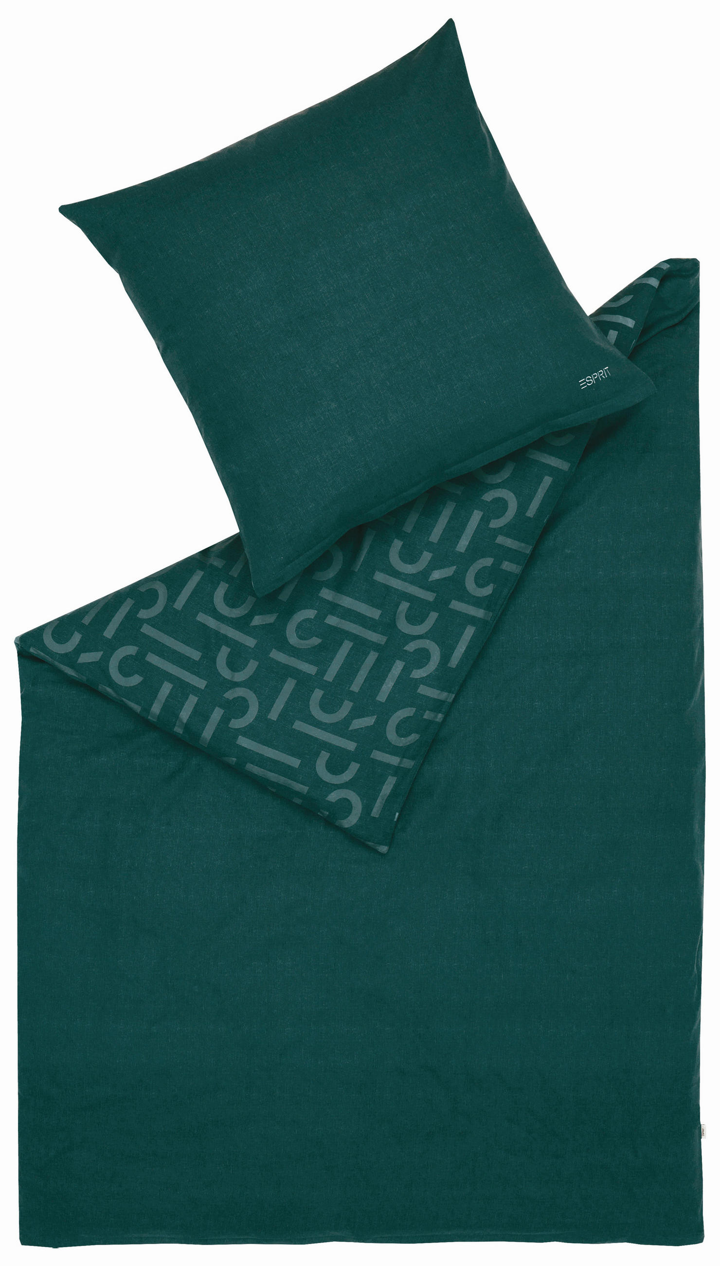 WENDEBETTWÄSCHE E-Scatter Big Flanell 200/200 cm  - Dunkelgrün/Grün, Basics, Textil (200/200cm) - Esprit