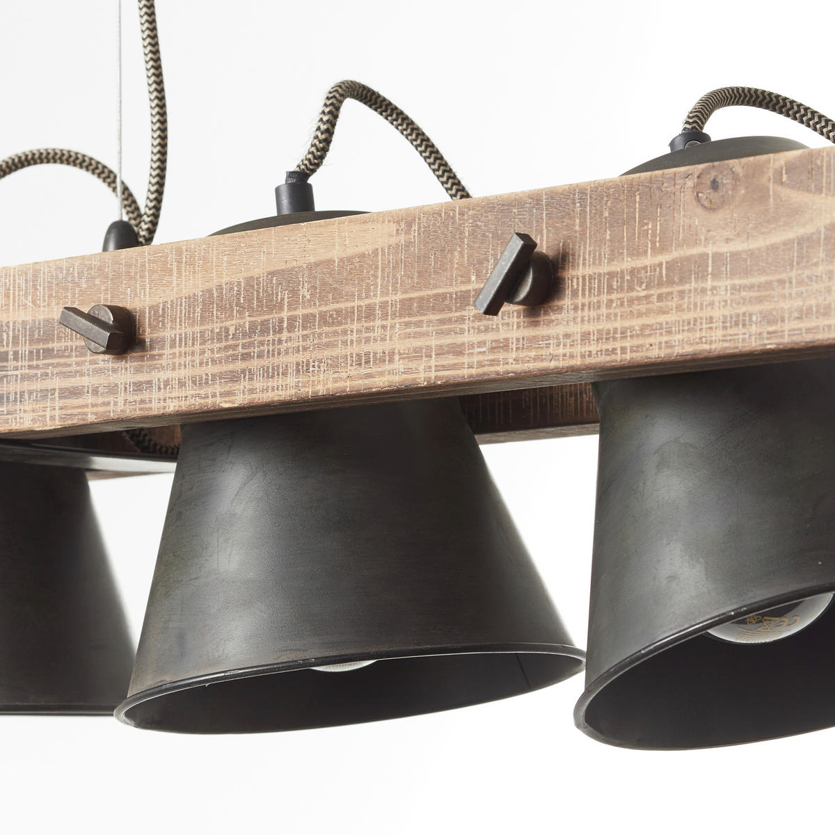 Hängeleuchte  70/115 cm   - Schwarz, Design, Holz/Metall (70/115cm) - Brilliant