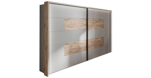 SCHWEBETÜRENSCHRANK in Eichefarben, Hellgrau - Schieferfarben/Eichefarben, KONVENTIONELL, Holzwerkstoff (250/217/67cm) - Novel