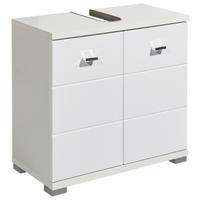 WASCHBECKENUNTERSCHRANK 60/57/31 cm  - Weiß Hochglanz/Silberfarben, Basics, Holzwerkstoff/Kunststoff (60/57/31cm) - Livetastic