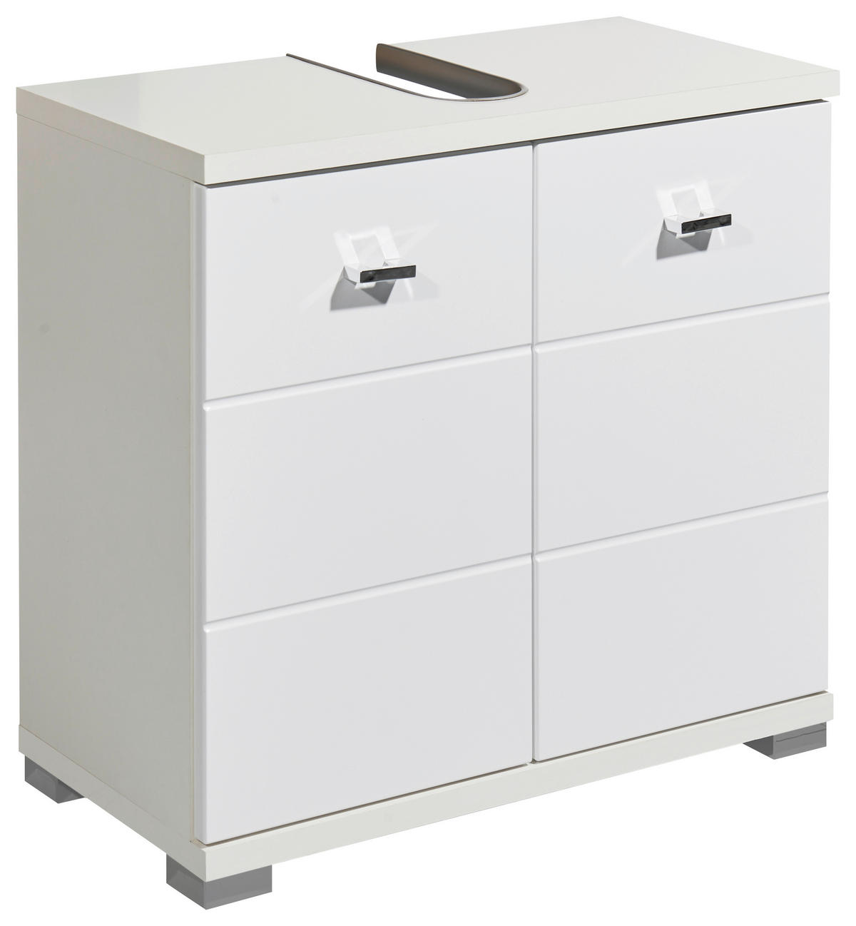 WASCHBECKENUNTERSCHRANK 60/57/31 cm  - Weiß Hochglanz/Silberfarben, Basics, Holzwerkstoff/Kunststoff (60/57/31cm) - Livetastic