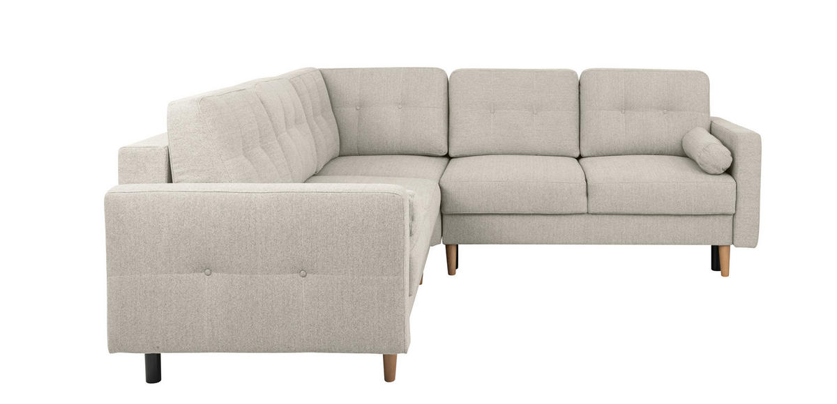 ECKSOFA in Hellgrau  - Buchefarben/Hellgrau, Design, Holz/Textil (242/242cm) - MID.YOU