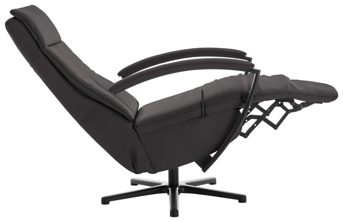 RELAXSESSEL in Leder Dunkelbraun  - Dunkelbraun/Schwarz, Design, Leder/Metall (76/112/83cm) - Beldomo Speed