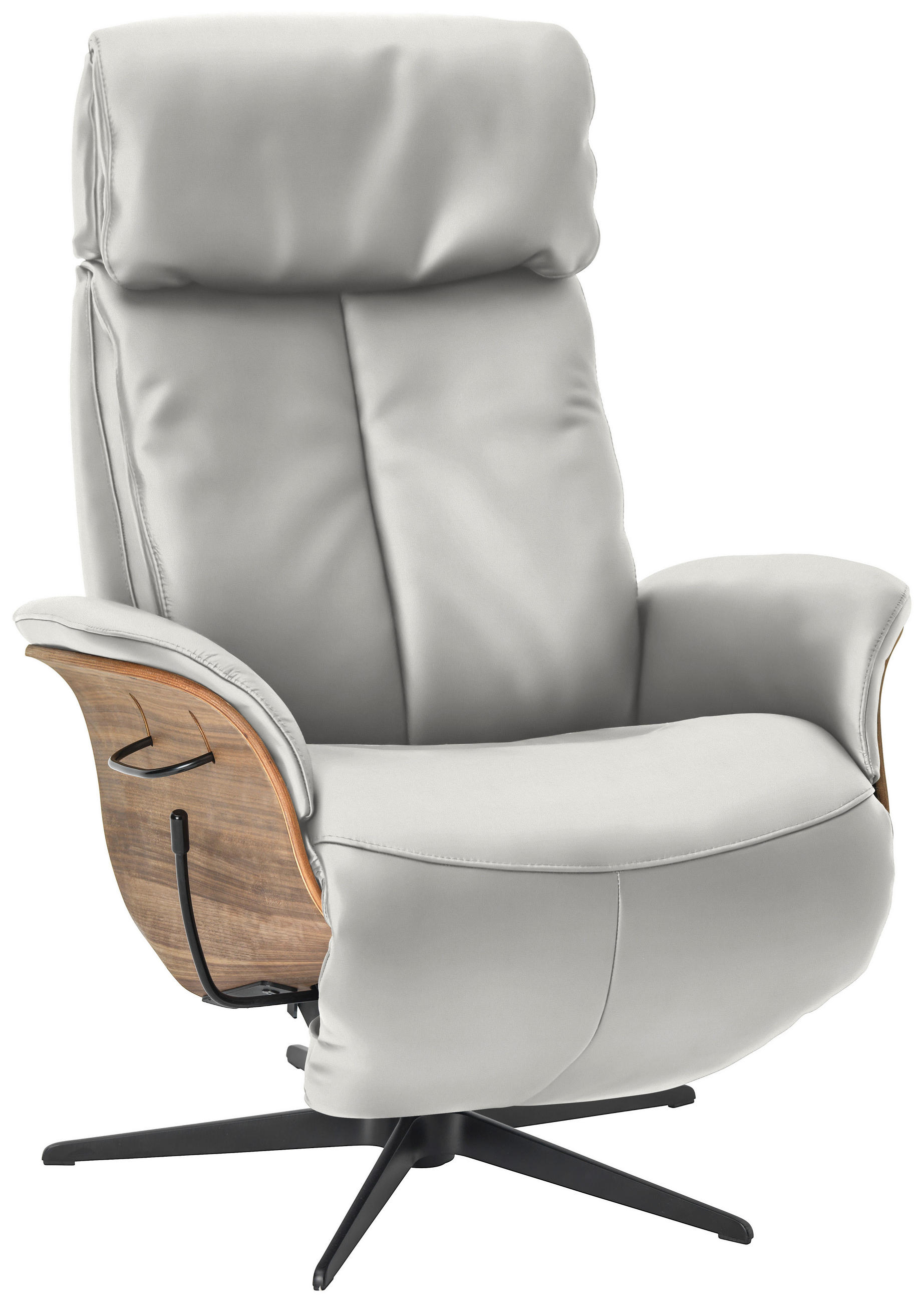 RELAXSESSEL in Leder Weiss  - Weiss/Nussbaumfarben, Design, Leder/Holz (78/104-113/84cm) - Welnova