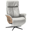 RELAXSESSEL Echtleder Relaxfunktion, Kopfteilverstellung    - Nussbaumfarben/Schwarz, Design, Leder/Holz (78/104-113/84cm) - Welnova