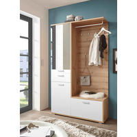 PREDSOBA bela, barve hrasta - barve hrasta/bela, Moderno, steklo/leseni material (117/198/38cm) - Xora