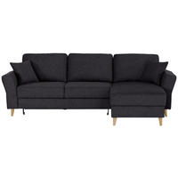 ECKSOFA in Flachgewebe Schwarz  - Eichefarben/Schwarz, Konventionell, Holz/Textil (265/159cm) - Carryhome