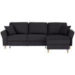 ECKSOFA Schwarz Flachgewebe  - Eichefarben/Schwarz, KONVENTIONELL, Holz/Textil (265/159cm) - Carryhome