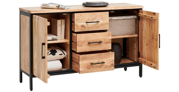 SIDEBOARD in 130/80/40 cm - Schwarz/Akaziefarben, LIFESTYLE, Holz/Metall (130/80/40cm) - Landscape