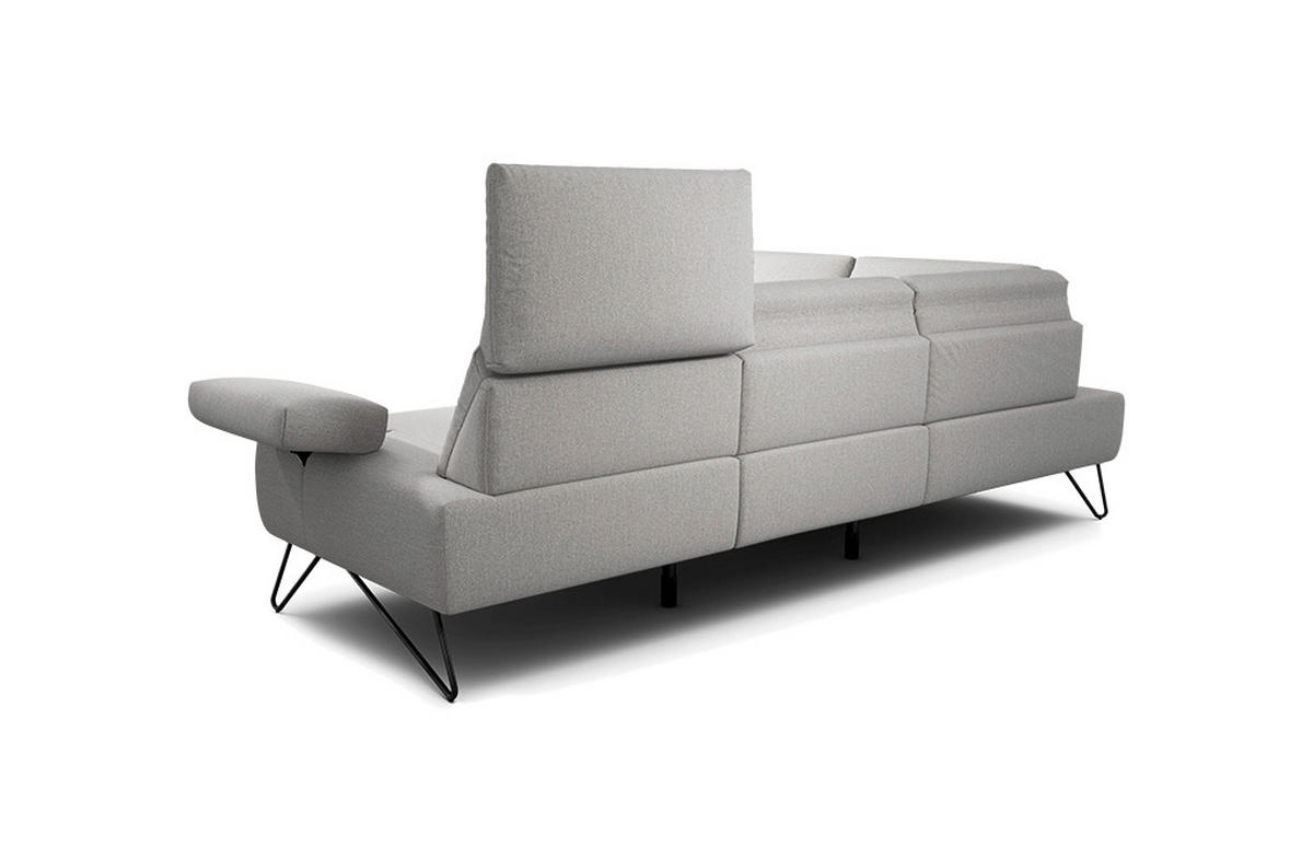 ECKSOFA in Chenille Hellgrau  193/248-263 cm  - Hellgrau/Schwarz, Design, Textil/Metall (193/248-263cm) - SENSOO