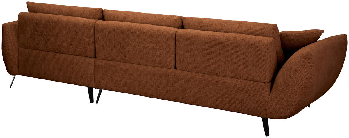ECKSOFA Dunkelorange Chenille Armlehnenkissen, Rücken echt, Sitztiefenverstellung  - Dunkelorange/Schwarz, KONVENTIONELL, Textil/Metall (215/313cm) - Hom`in