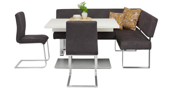 ESSTISCH in Metall, Holzwerkstoff 120(168)/80/75 cm - Edelstahlfarben/Weiß, Design, Holzwerkstoff/Metall (120(168)/80/75cm) - Dieter Knoll