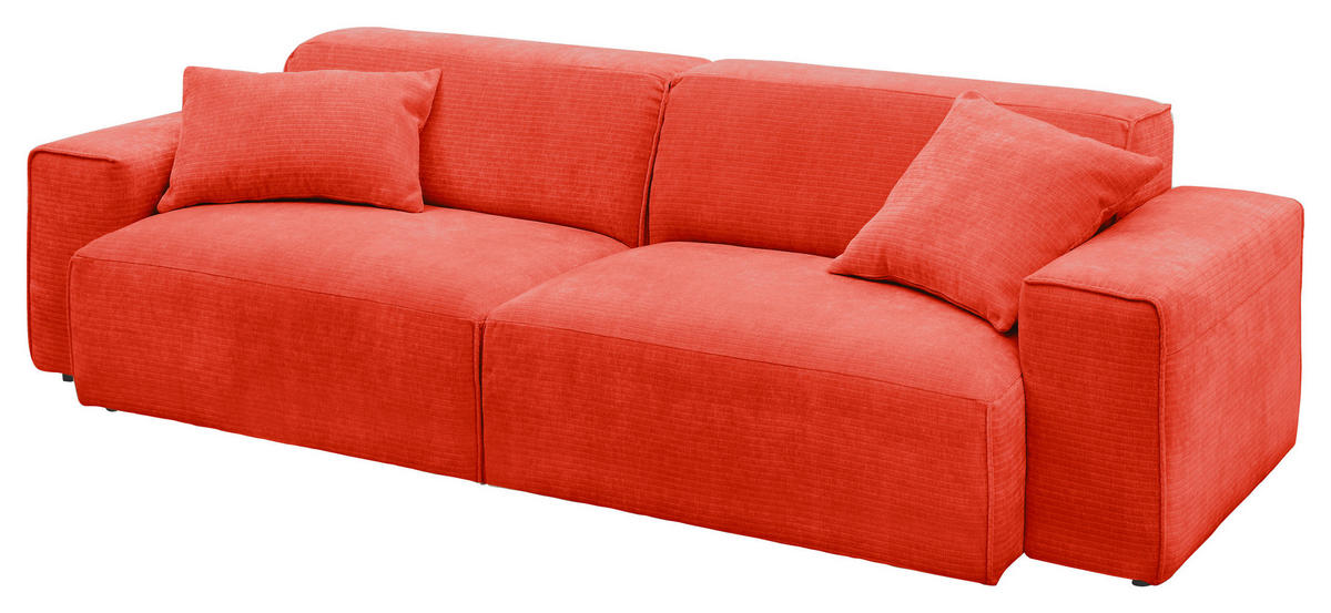 BIGSOFA Chenille Rot  - Rot/Schwarz, Design, Kunststoff/Textil (238/71/101cm) - Pure Home Lifestyle