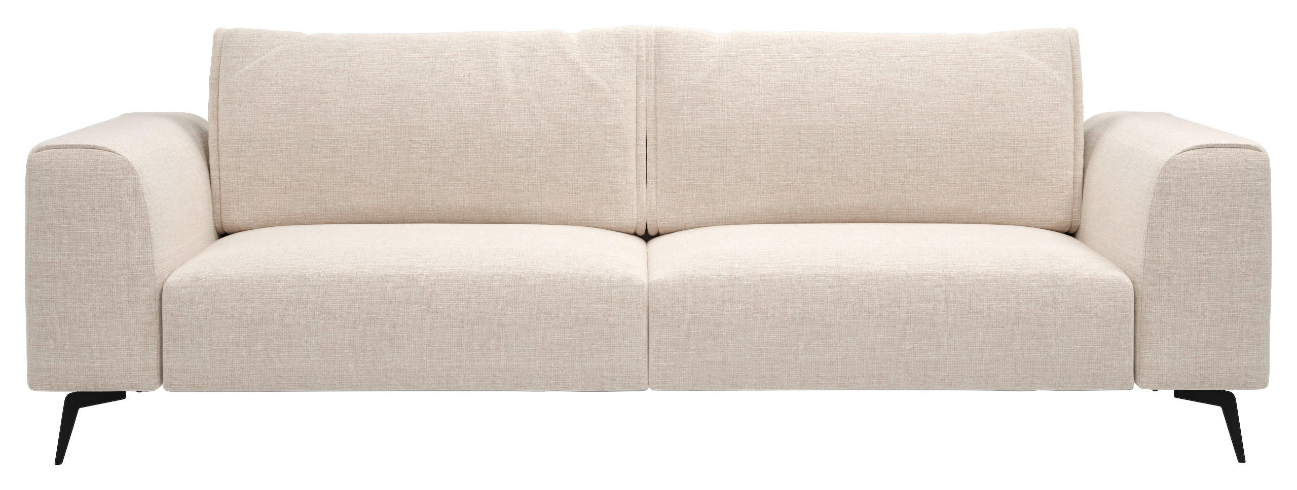 4-SITS SOFFA i flockad cremefärgad  - svart/cremefärgad, Design, metall/trä (302/87/88cm) - MID.YOU